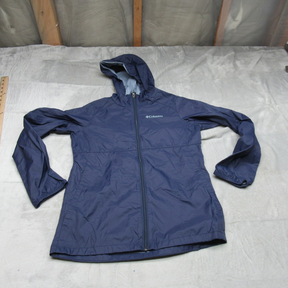 Columbia Rain Jacket Kid Large 14/16 Blu Switchback II Light Pack Rain Wind Hood